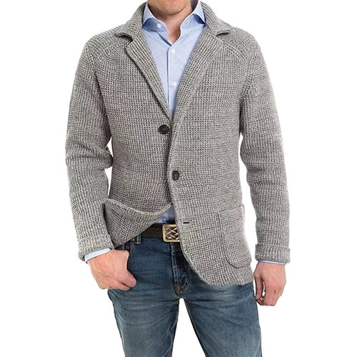 Achim | Męski kardigan o eleganckim kroju, kardigan dopasowany | Erwnn | Jasnoszary
