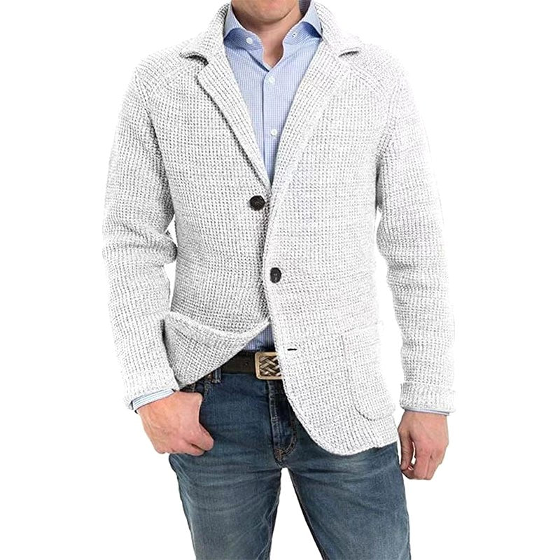 Achim | Męski kardigan o eleganckim kroju, kardigan dopasowany | Erwnn | Jasnoszary