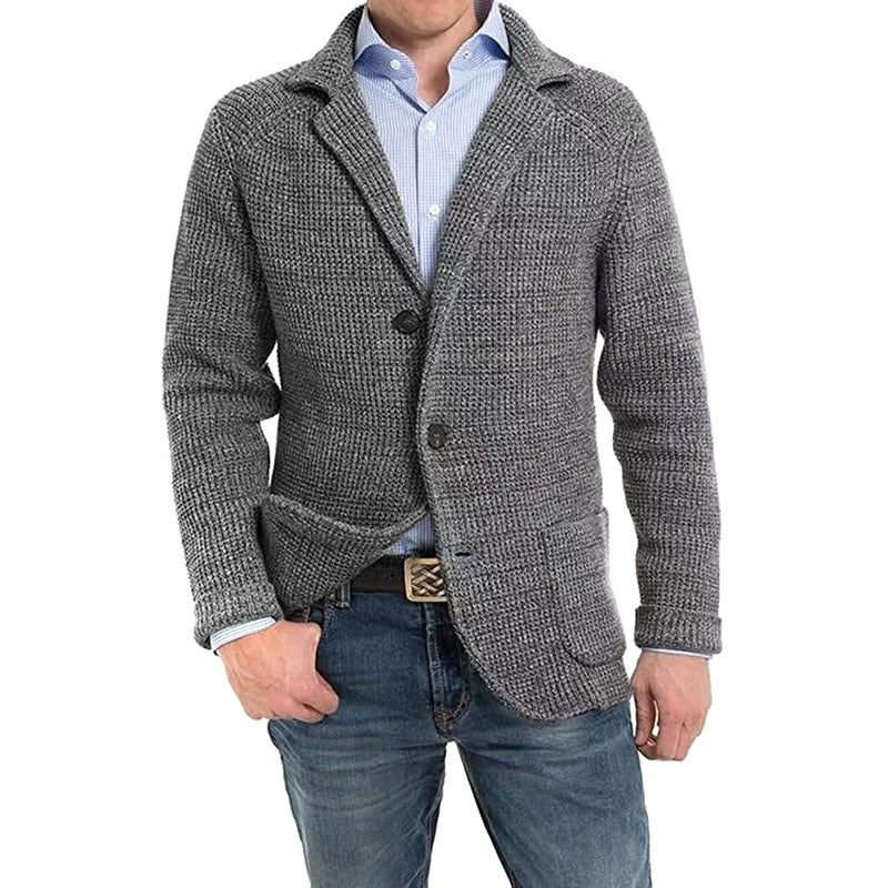 Achim | Męski kardigan o eleganckim kroju, kardigan dopasowany | Erwnn | Jasnoszary