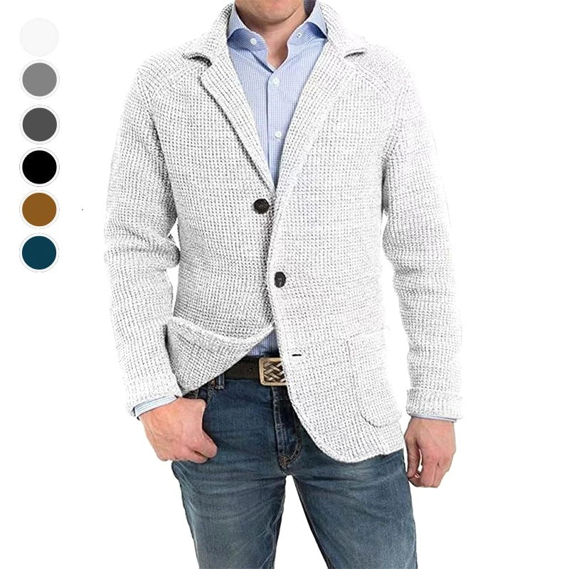 Achim | Męski kardigan o eleganckim kroju, kardigan dopasowany | Erwnn | Niebieski