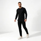 Urban | Męski zestaw dwuczęściowy w stylu elegancko-codziennym: komplet typu domowego z długim rękawem i dopasowanym krojem | Erwnn