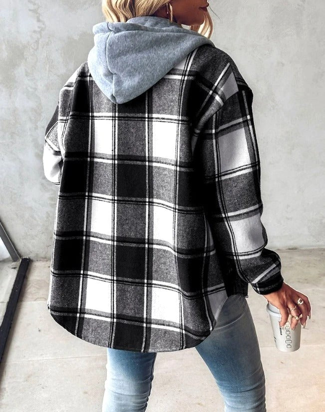 Anais | Damska bluza z kapturem ze ściągaczem, luźna bluza komfortowa | Erwnn | Szary