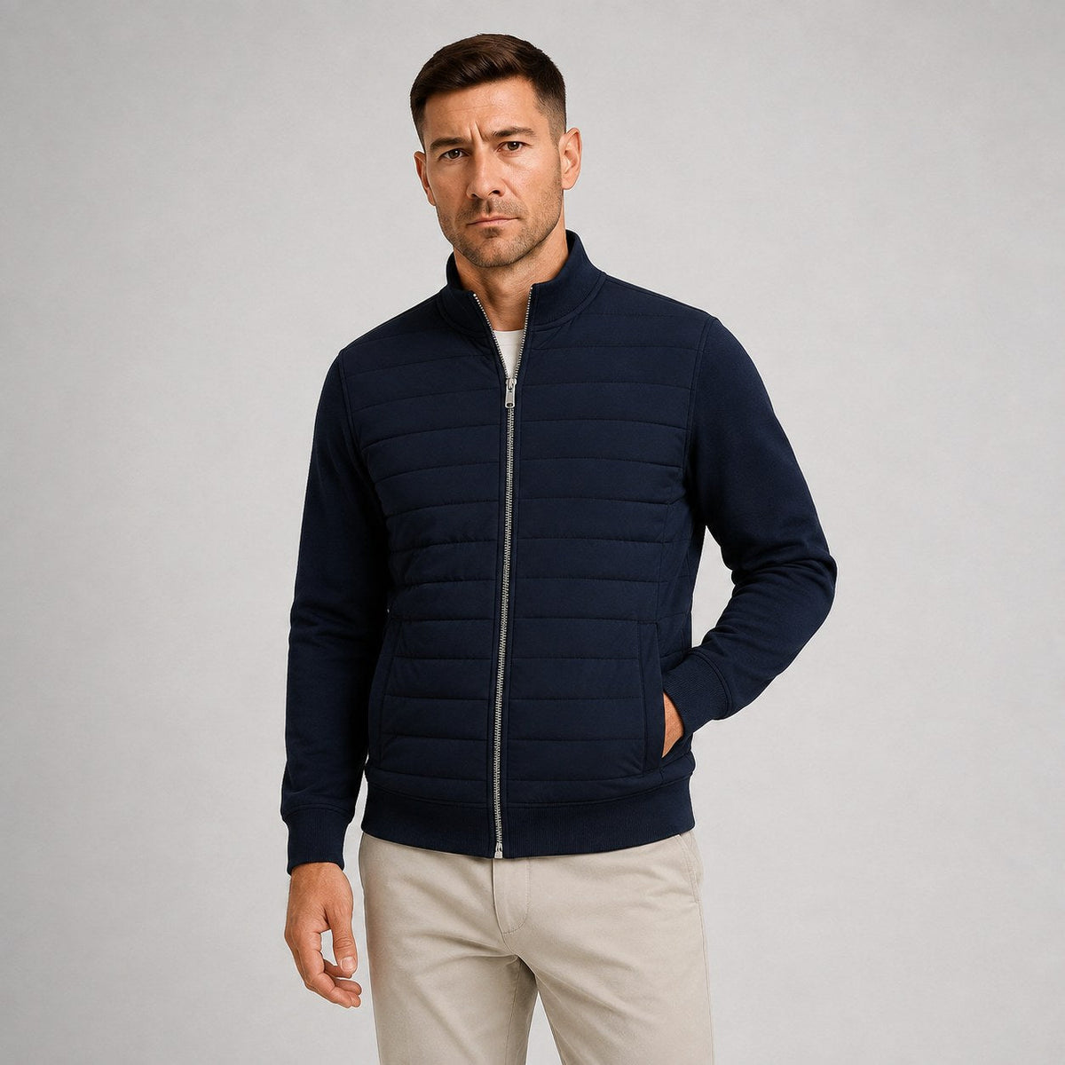 Austin | Męska kurtka, pikowane wykończenie, na sezon przejściowy | Erwnn | Czarny