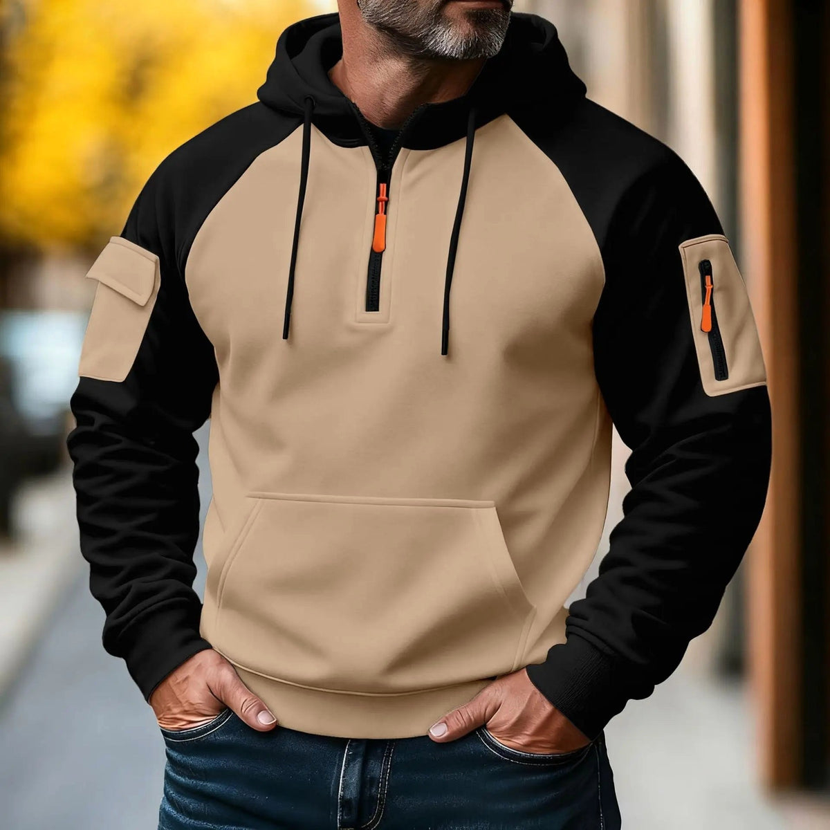 Bastian | Męski sweter z zamkiem, sportowy sweter z dzianiny | Erwnn | Czarny