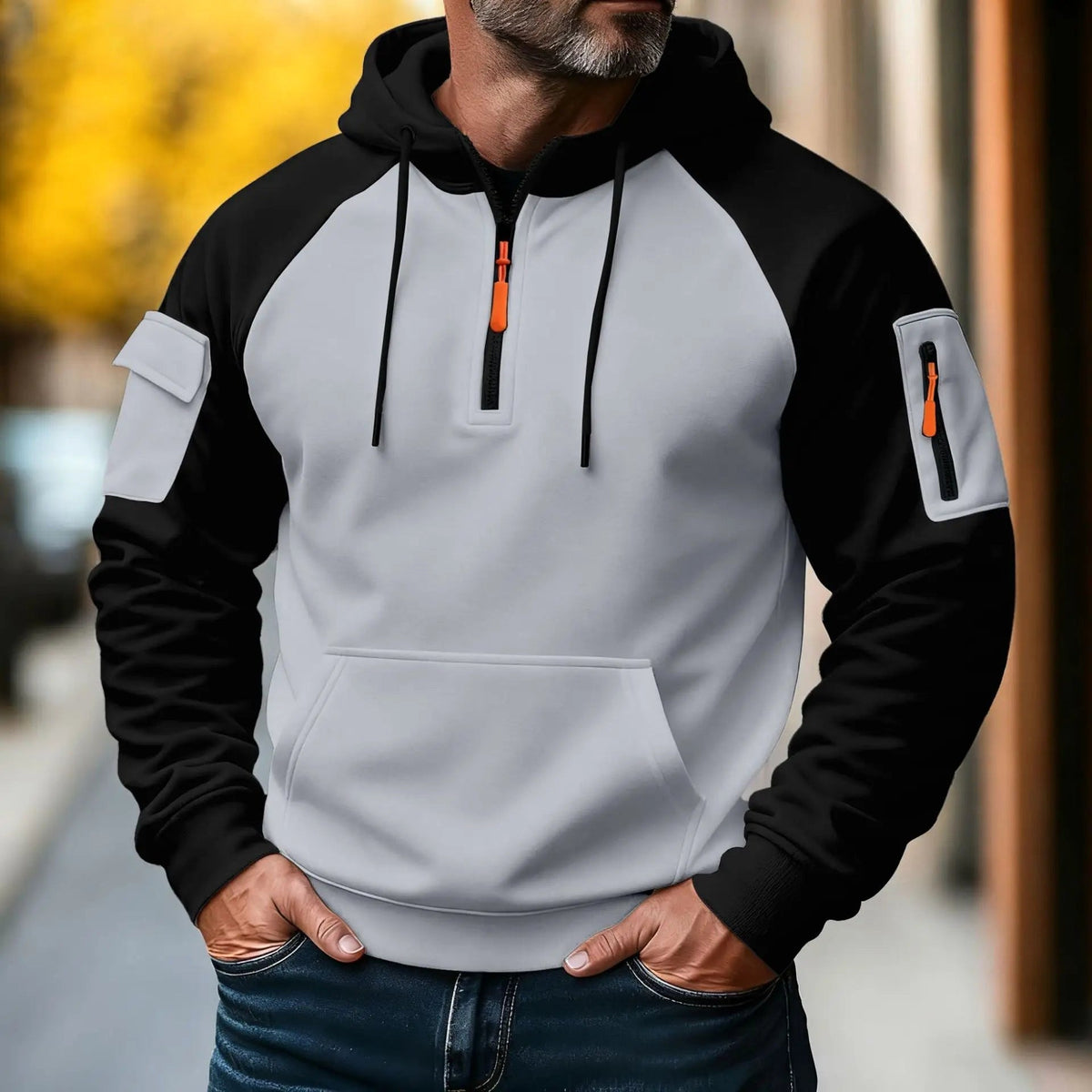 Bastian | Męski sweter z zamkiem, sportowy sweter z dzianiny | Erwnn | Ciemny niebieski