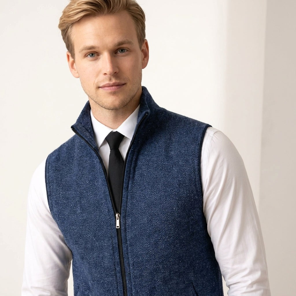 Teofil | Męski bezrękawnik dzianinowy na zamek / kamizelka w stylu elegancko-codziennym | Erwnn