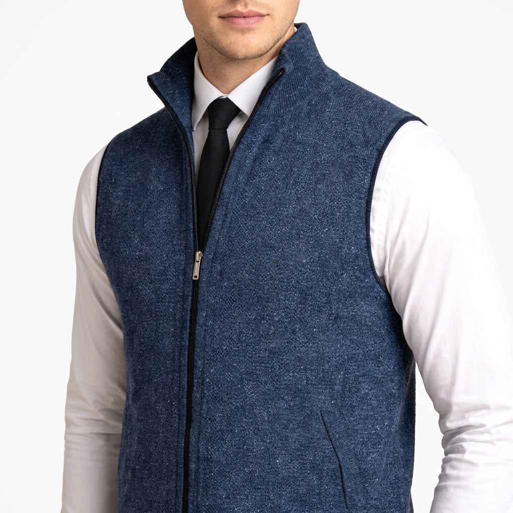 Teofil | Męski bezrękawnik dzianinowy na zamek / kamizelka w stylu elegancko-codziennym | Erwnn