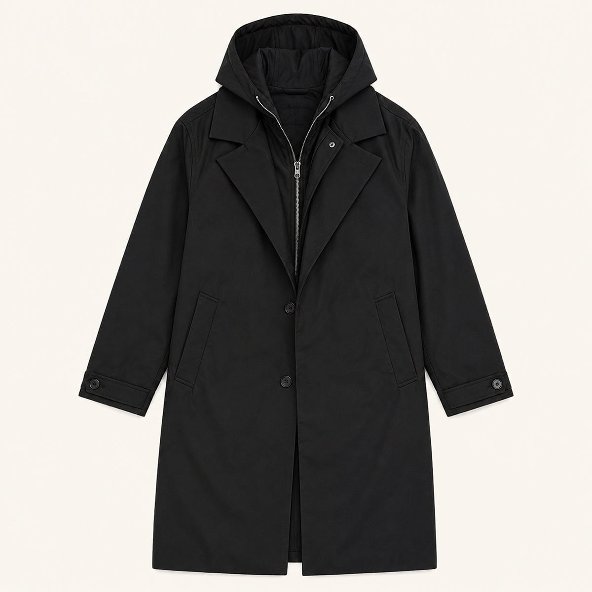 Brody | Męska parka, z kapturem, wodoodporny model | Erwnn | Czarny