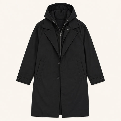 Brody | Męska parka, z kapturem, wodoodporny model | Erwnn | Czarny