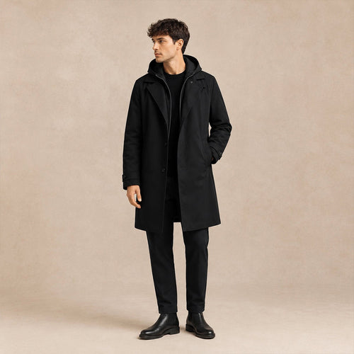 Brody | Męska parka, z kapturem, wodoodporny model | Erwnn | Czarny