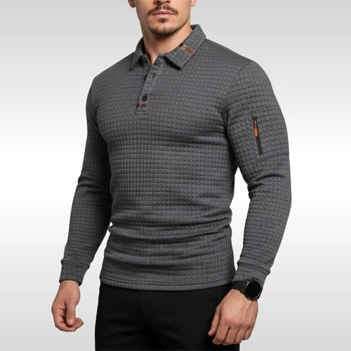 Bruno | Męska koszulka polo z charakterystycznym kołnierzykiem i suwakiem na rękawie, elegancka koszulka polo | Erwnn | Niebieski