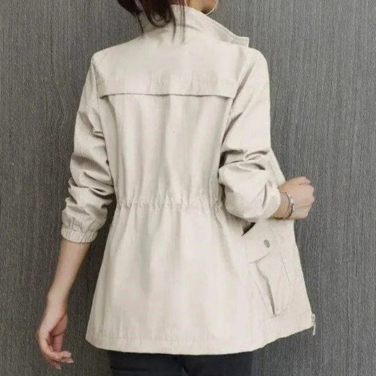 Catherine | Damski lekki wodoodporny trencz, jesienny płaszcz z kapturem | Erwnn | Żółty