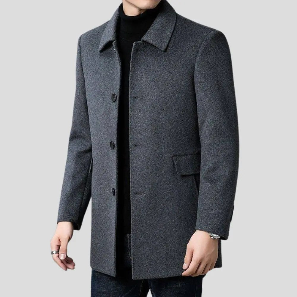 Christopher | Męski klasyczny płaszcz wełniany, elegancki dopasowany płaszcz | Erwnn | Szary