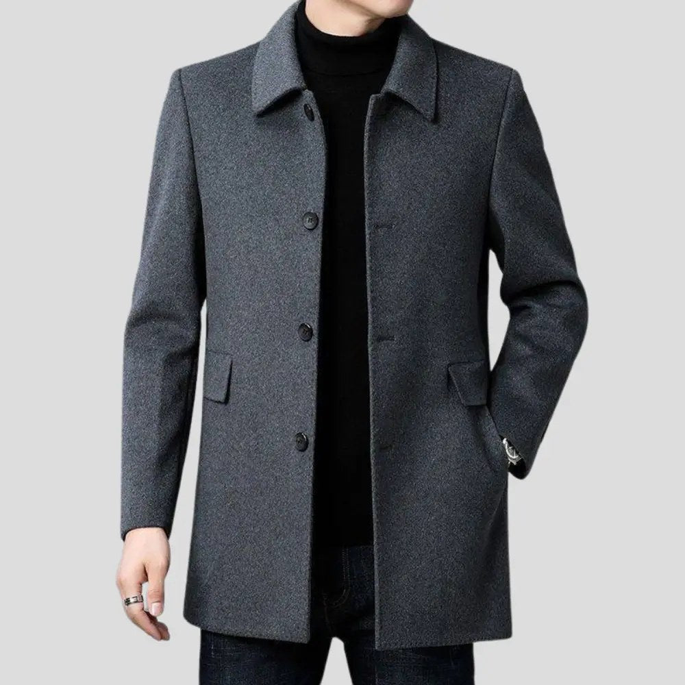 Christopher | Męski klasyczny płaszcz wełniany, elegancki dopasowany płaszcz | Erwnn | Szary