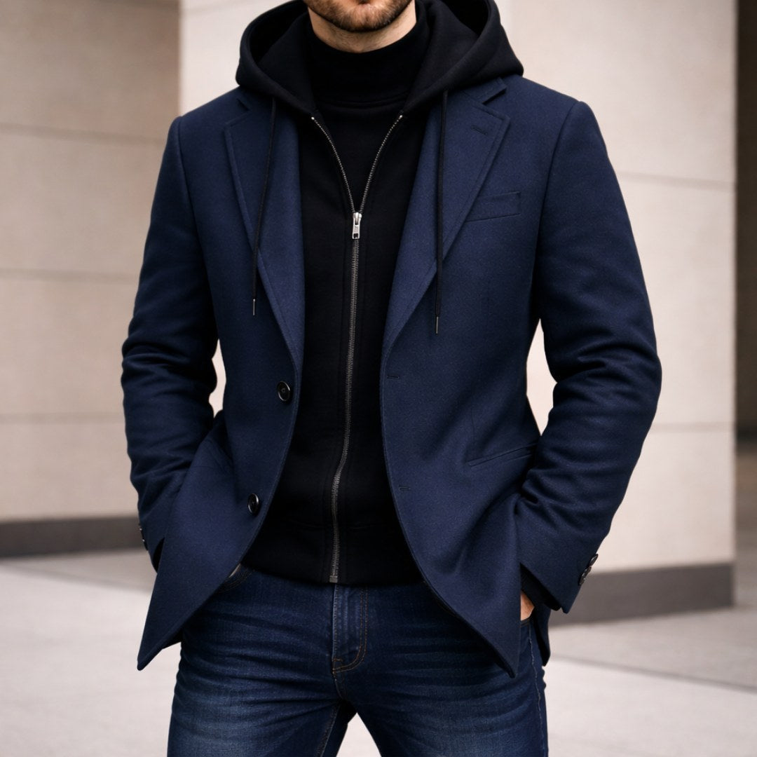 Connor | Męski płaszcz, dopasowany krój | Erwnn | Granatowy