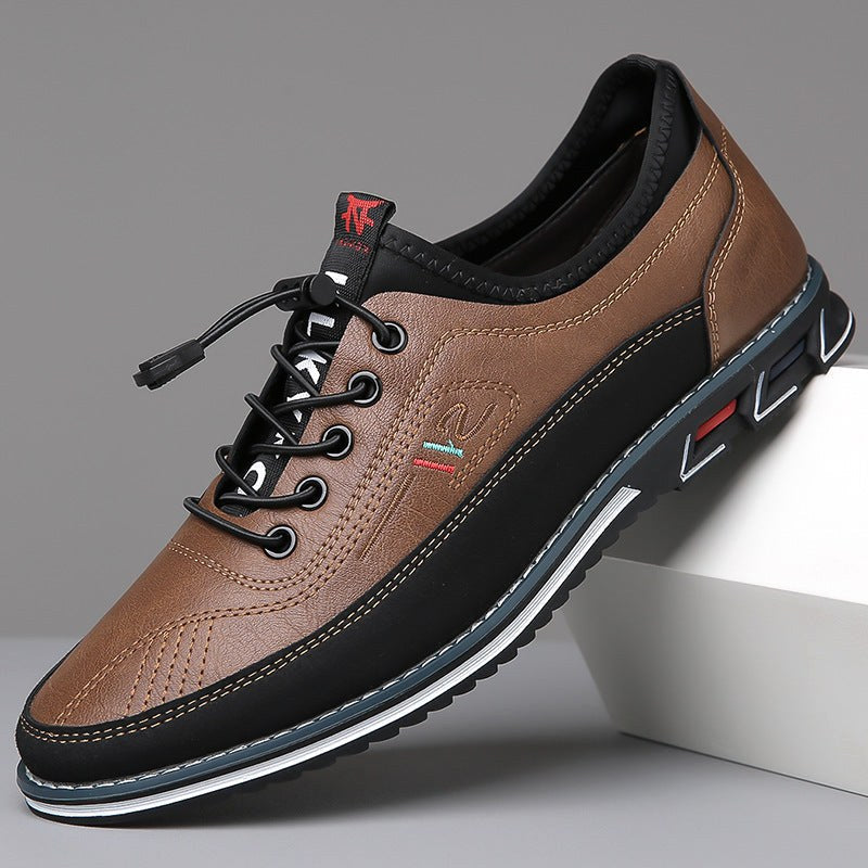 Conrad | Męskie skórzane sznurowane buty w kolorze koniakowym, strukturalne buty oksfordzka | Erwnn | Brązowy