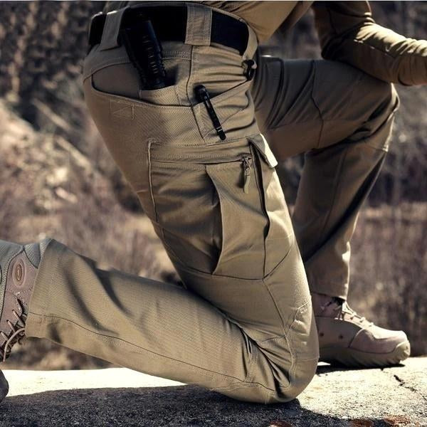 Craig | Męskie taktyczne spodnie cargo z wieloma kieszeniami, wzmocnione spodnie trekkingowe | Erwnn | Khaki