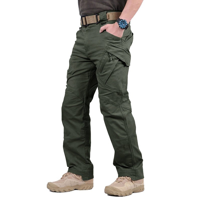 Craig | Męskie taktyczne spodnie cargo z wieloma kieszeniami, wzmocnione spodnie trekkingowe | Erwnn | Khaki