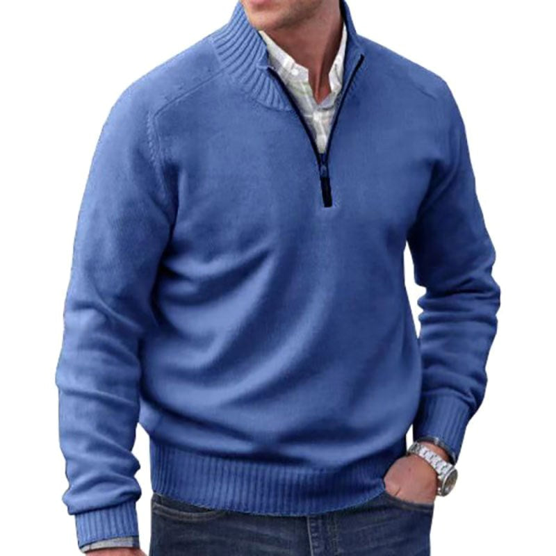Eberhard | Męski włoski sweter z zamkiem, elegancki sweter z dzianiny | Erwnn | Fioletowy