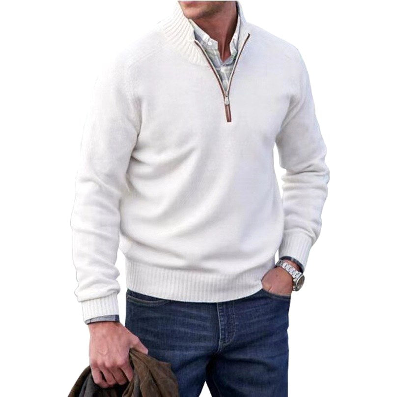 Eberhard | Męski włoski sweter z zamkiem, elegancki sweter z dzianiny | Erwnn | Fioletowy