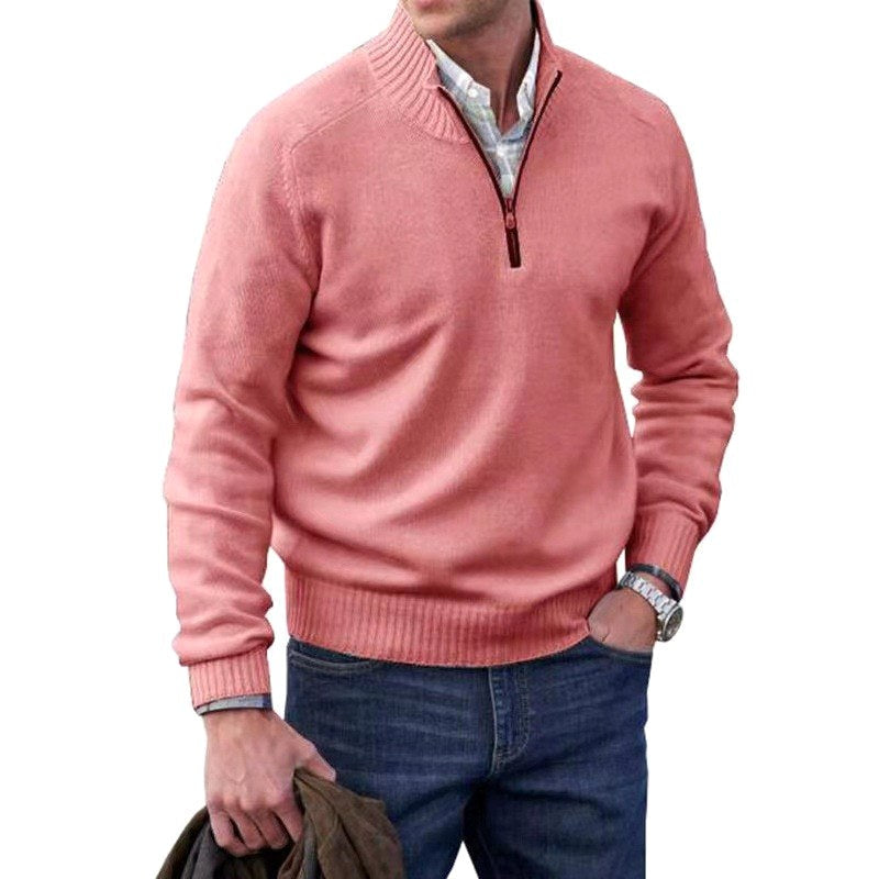 Eberhard | Męski włoski sweter z zamkiem, elegancki sweter z dzianiny | Erwnn | Fioletowy