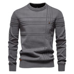 Edmund | Męski sweter w kratkę, klasyczny sweter z dzianiny | Erwnn | Jasnoszary