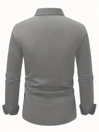 Edward | Męska koszula z długim rękawem, przewiewna, elegancka koszula o wąskim kroju | Erwnn | Bordowy