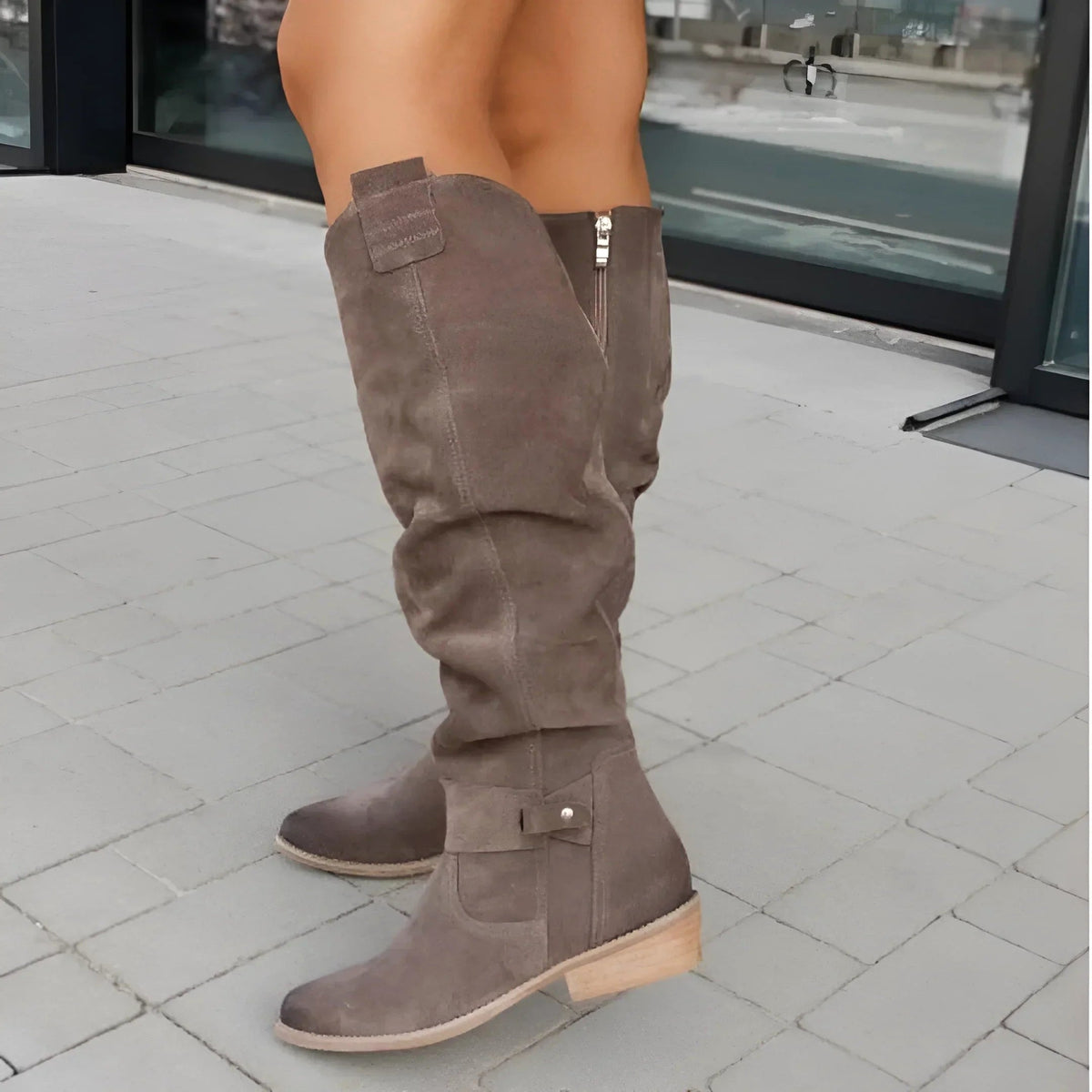 Eliza | Damskie botki imitujące zamsz, wysokiej jakości buty jesienne | Erwnn | Beżowy
