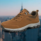 Ethan | Męskie buty trekkingowe z zamszu i siatki, buty turystyczne z podeszwą o dobrej przyczepności | Erwnn | Camelowy