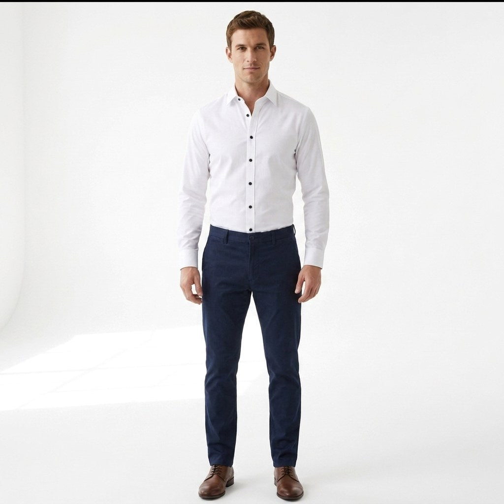 Patryk | Męska koszula biznesowa z dodatkiem elastycznych włókien, niegniotący się model w stylu elegancko-codziennym | Erwnn