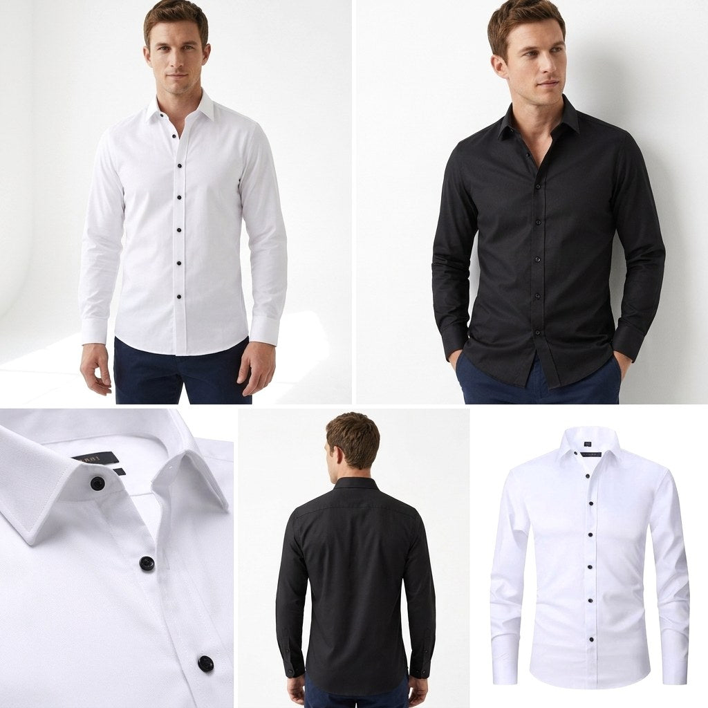Patryk | Męska koszula biznesowa z dodatkiem elastycznych włókien, niegniotący się model w stylu elegancko-codziennym | Erwnn