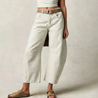 Freya | Damskie luźne jeansy typu barrel, jeansy z wysokim stanem | Erwnn | Czarny