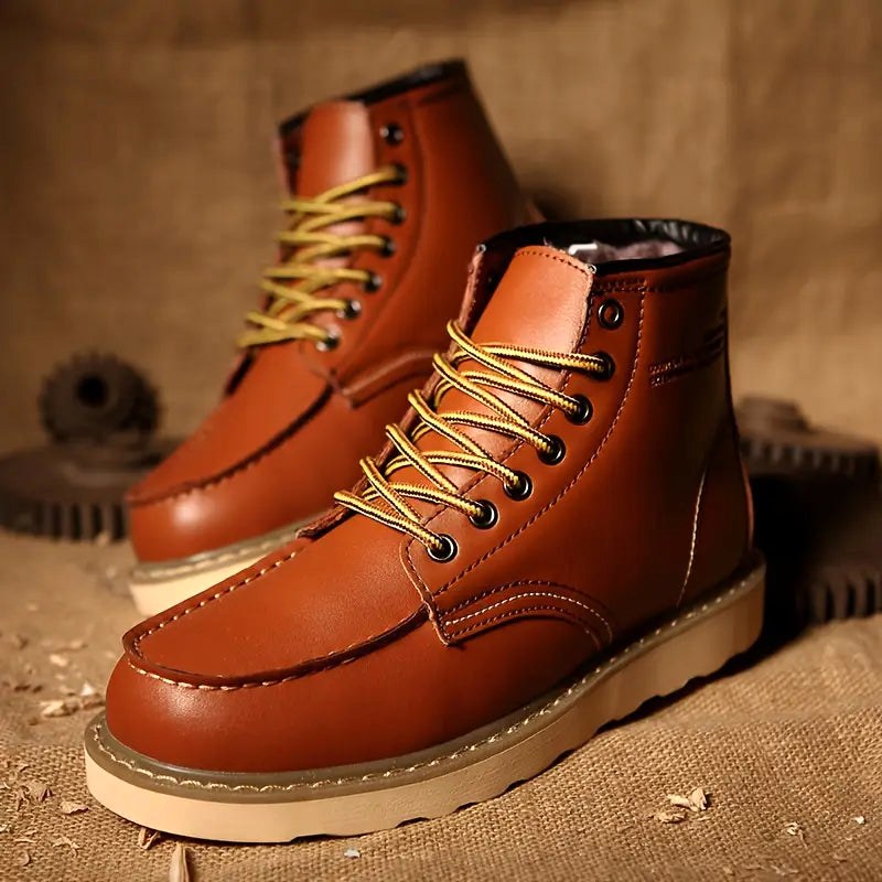 Fritz | Męskie skórzane buty w naturalnym odcieniu, wytrzymałe buty jesienne | Erwnn | Bordowy