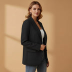 Gabrielle | Damski dopasowany blezer z mieszanki bawełny, elegancka marynarka z kołnierzem z klapami | Erwnn | Czerwony