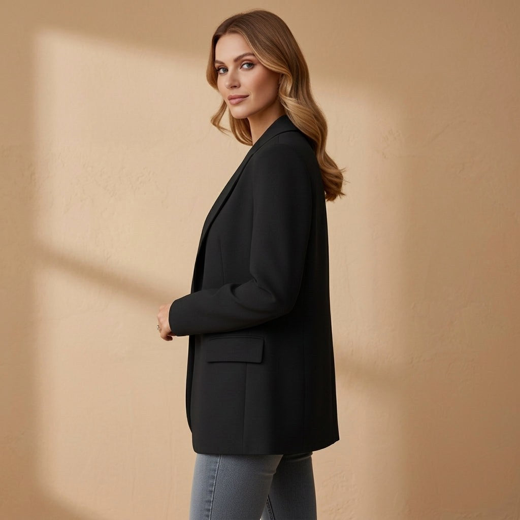 Gabrielle | Damski dopasowany blezer z mieszanki bawełny, elegancka marynarka z kołnierzem z klapami | Erwnn | Czerwony