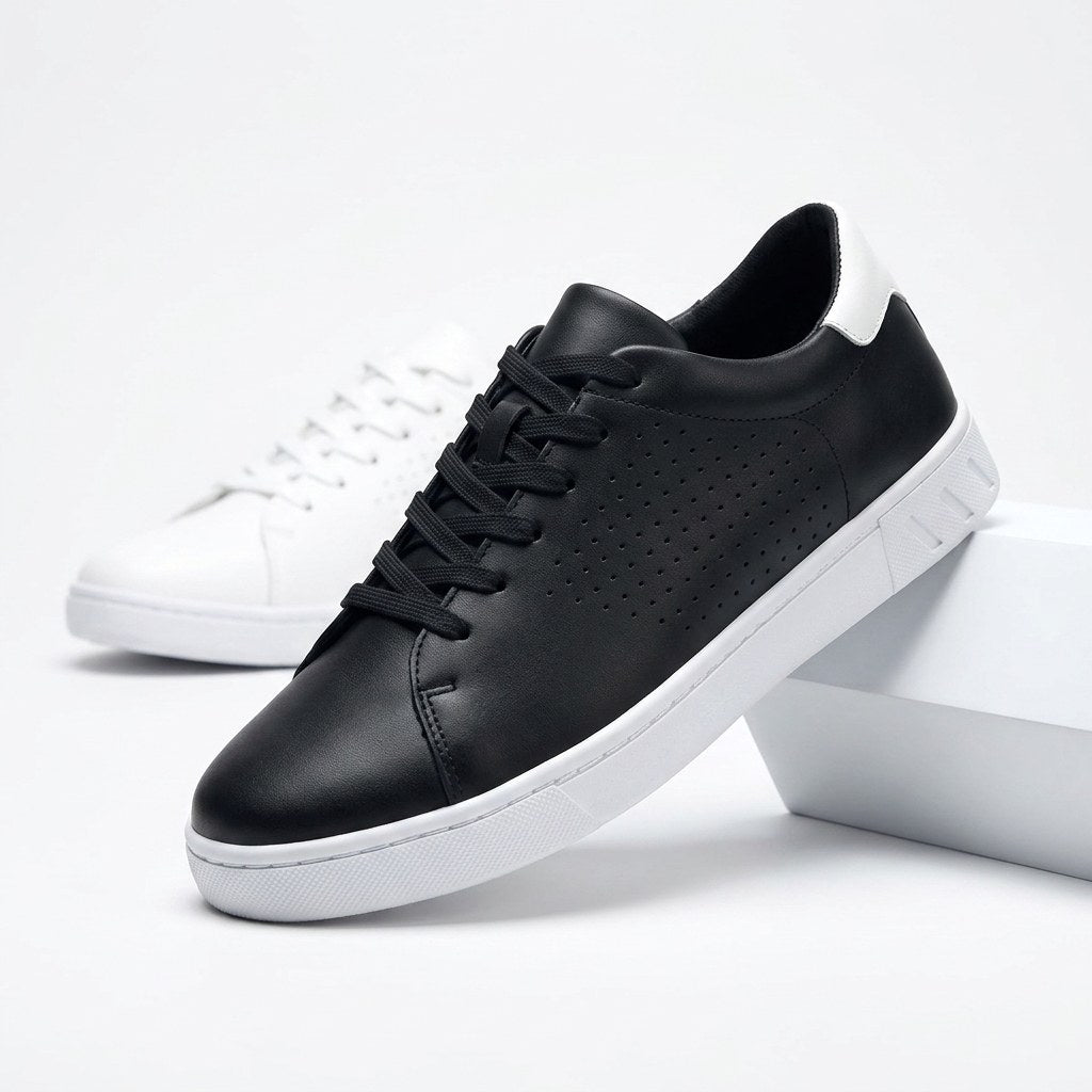 Nataniel | Męskie buty sportowe z perforowanej skóry, oddychające obuwie w stylu elegancko-codziennym | Erwnn