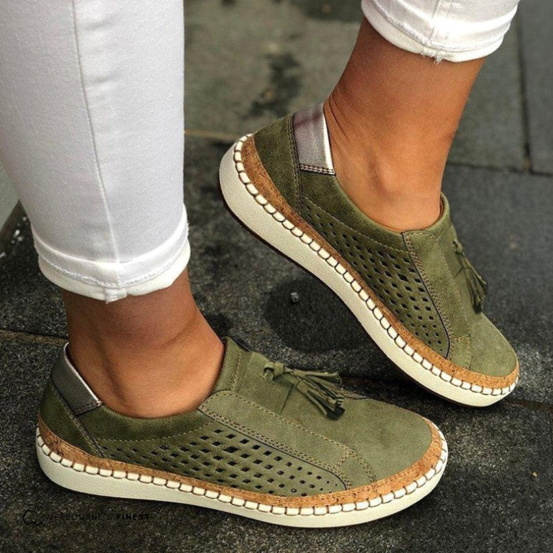 Giselle | Damskie ortopedyczne buty wsuwane, przewiewne buty komfortowe | Erwnn | Zielony