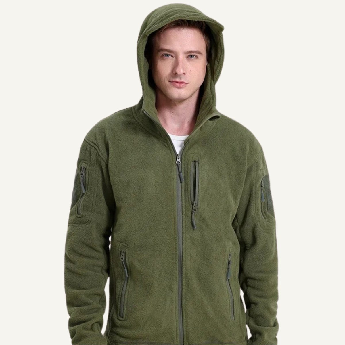 Harrison | Męska kurtka, z kapturem, z polarową podszewką | Erwnn | Khaki
