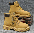 Harry | Męskie skórzane buty sznurowane, wysokie buty robocze | Erwnn | Brązowy