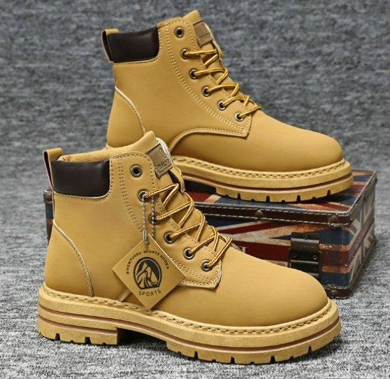 Harry | Męskie skórzane buty sznurowane, wysokie buty robocze | Erwnn | Brązowy