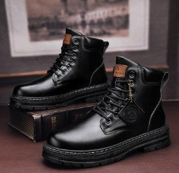 Harry | Męskie skórzane buty sznurowane, wysokie buty robocze | Erwnn | Brązowy