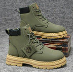 Harry | Męskie skórzane buty sznurowane, wysokie buty robocze | Erwnn | Brązowy