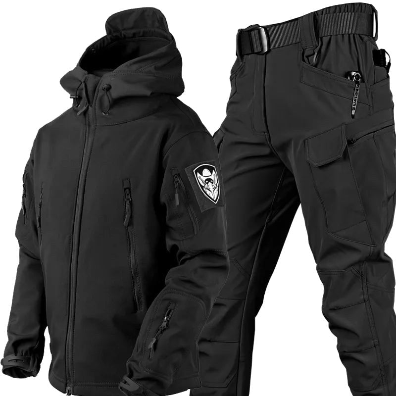 Andrzej | Męski zestaw outdoorowy: kurtka softshell z kapturem i spodnie taktyczne | Erwnn