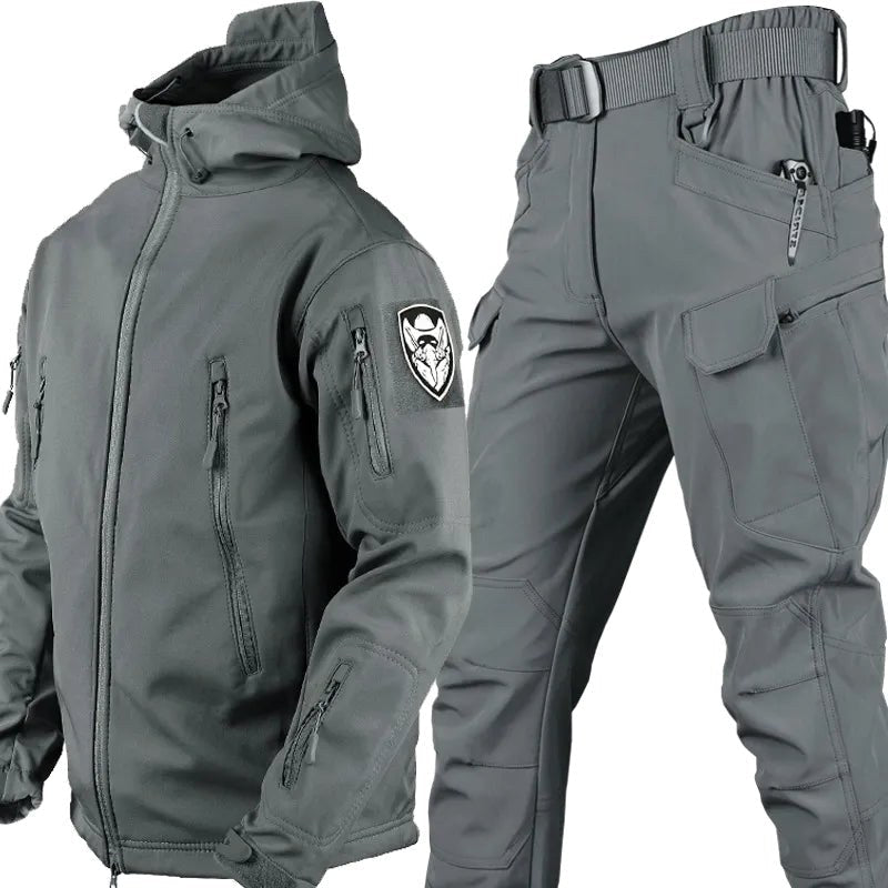 Andrzej | Męski zestaw outdoorowy: kurtka softshell z kapturem i spodnie taktyczne | Erwnn
