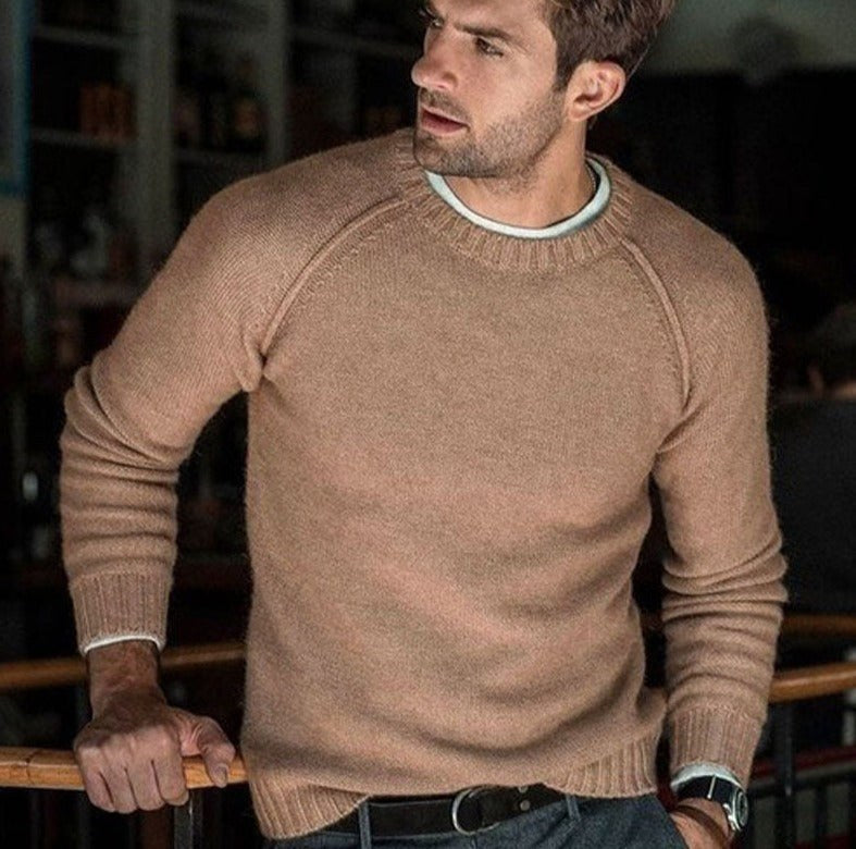 Hermann | Męski sweter z dzianiny o ponadczasowym wzorze, klasyczny sweter męski | Erwnn | Biały