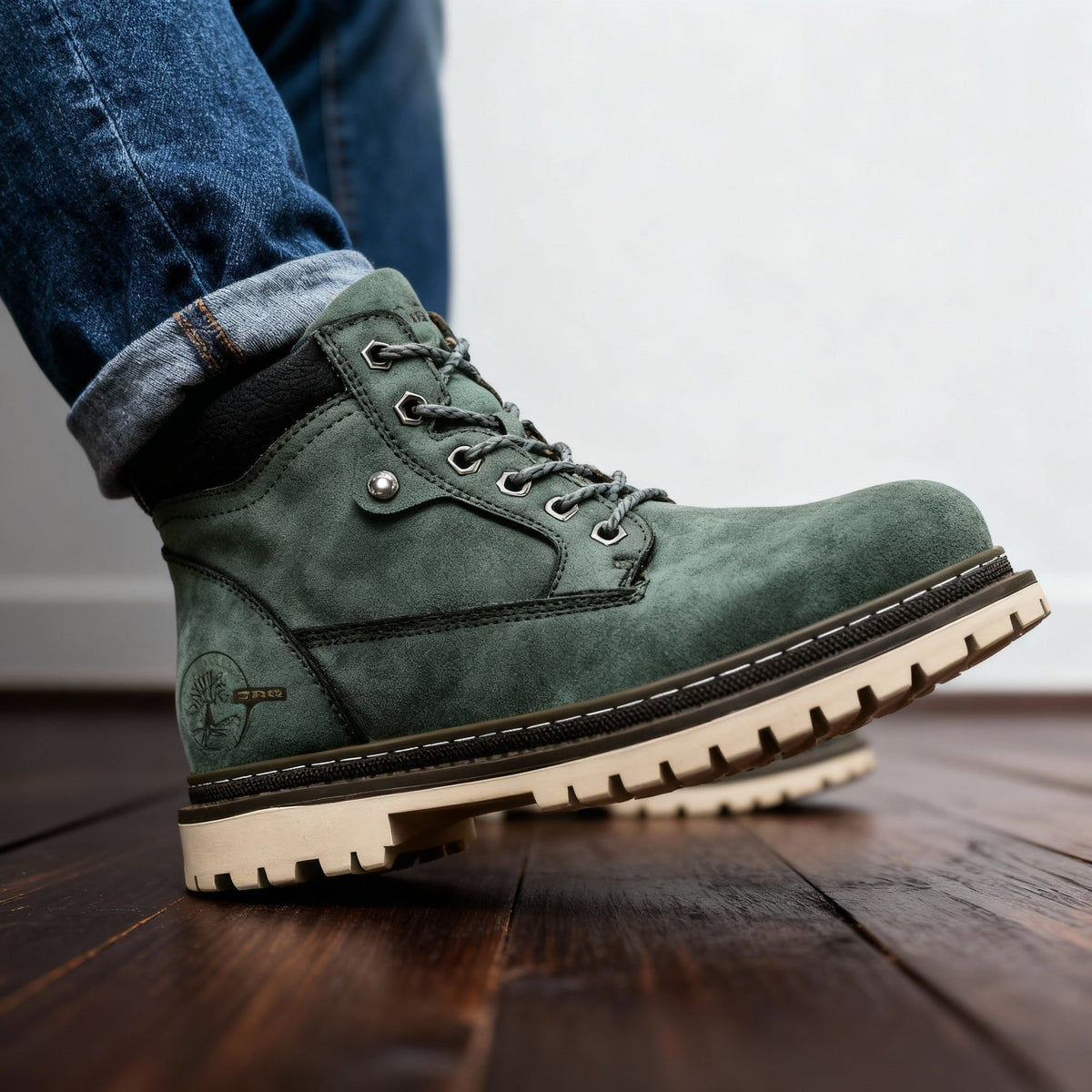 Jack | Męskie skórzane buty robocze, antypoślizgowe buty sznurowane | Erwnn | Brązowy