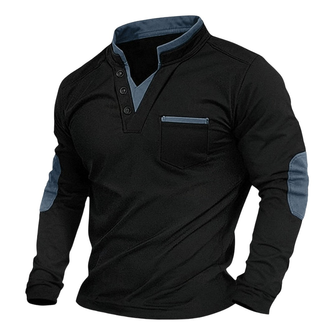 Jens | Męski sweter z dekoltem w serek, elegancki sweter z dzianiny | Erwnn | Brązowy