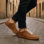Julian | Męskie buty sznurowane z antypoślizgową podeszwą, klasyczne buty sportowe sznurowane | Erwnn | Brązowy