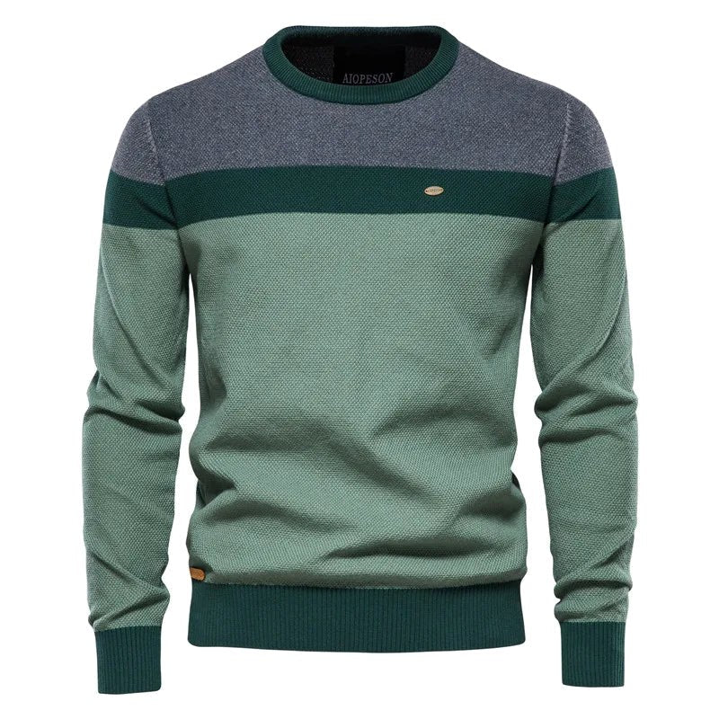 Lars | Męski sweter o klasycznym kroju, miękki sweter bawełniany | Erwnn | Zielony