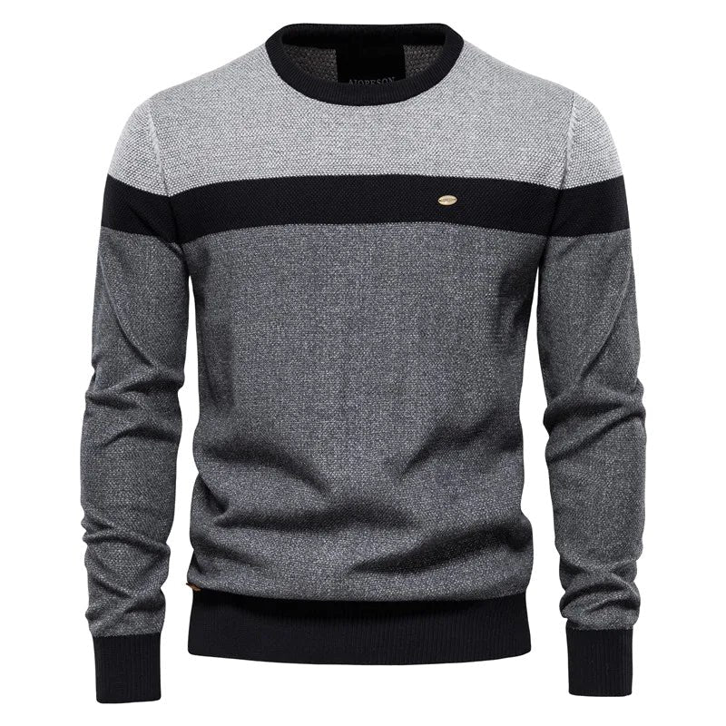Lars | Męski sweter o klasycznym kroju, miękki sweter bawełniany | Erwnn | Zielony